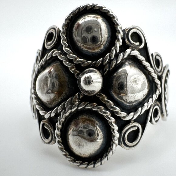 Sterling Silver Taxco Mexico Ring .925 Size 6 Rope Scroll Design Vintage 4 Grams - Picture 8 of 9